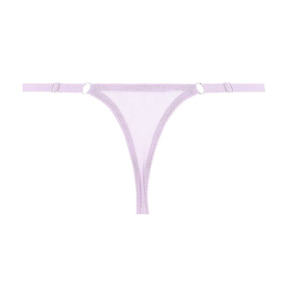 I.D. SARRIERI Petal Bloom scalloped embroidered tulle thong - Lilac Sz L - BNWT - Picture 3 of 12